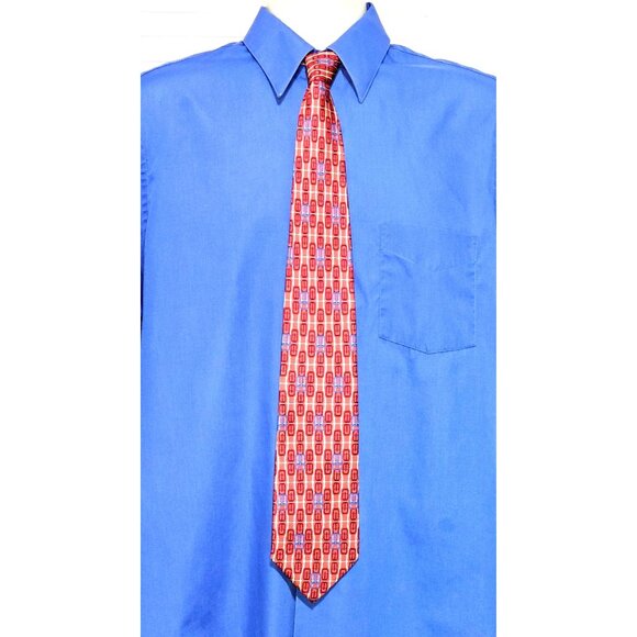 Gucci Men's Red & Blue Print Geometric 100% Silk Tie Made in Italy 247 - Picture 6 of 12